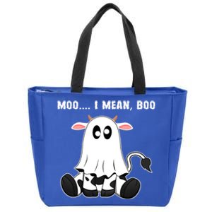 Moo I Mean Boo A Halloween Costume Boo Ghost Cow Cute Gift Zip Tote Bag