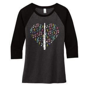 Musical Instruments Music Notes Lover Flute Women's Tri-Blend 3/4-Sleeve Raglan Shirt