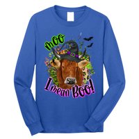 Moo I Mean Boo Witch Funny Cow With Halloween Costume Gift Long Sleeve Shirt