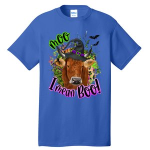 Moo I Mean Boo Witch Funny Cow With Halloween Costume Gift Tall T-Shirt