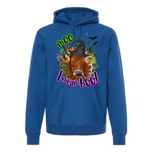 Moo I Mean Boo Witch Funny Cow With Halloween Costume Gift Premium Hoodie