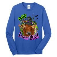 Moo I Mean Boo Witch Funny Cow With Halloween Costume Gift Tall Long Sleeve T-Shirt