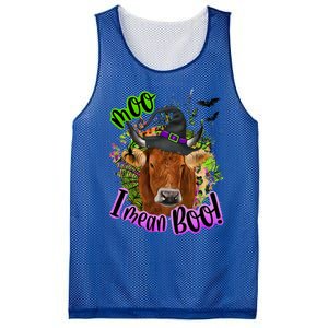 Moo I Mean Boo Witch Funny Cow With Halloween Costume Gift Mesh Reversible Basketball Jersey Tank