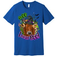 Moo I Mean Boo Witch Funny Cow With Halloween Costume Gift Premium T-Shirt