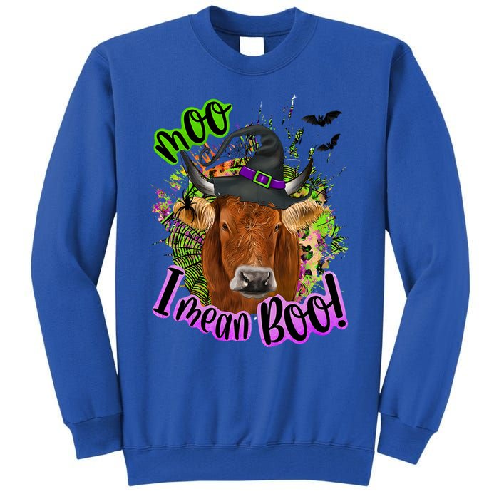 Moo I Mean Boo Witch Funny Cow With Halloween Costume Gift Tall Sweatshirt