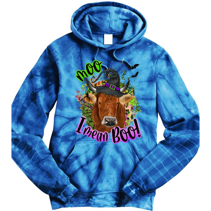 Moo I Mean Boo Witch Funny Cow With Halloween Costume Gift Tie Dye Hoodie