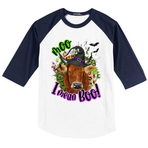 Moo I Mean Boo Witch Funny Cow With Halloween Costume Gift Baseball Sleeve Shirt