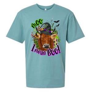 Moo I Mean Boo Witch Funny Cow With Halloween Costume Gift Sueded Cloud Jersey T-Shirt