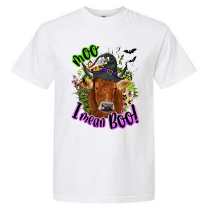 Moo I Mean Boo Witch Funny Cow With Halloween Costume Gift Garment-Dyed Heavyweight T-Shirt