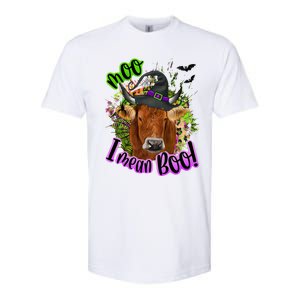 Moo I Mean Boo Witch Funny Cow With Halloween Costume Gift Softstyle CVC T-Shirt