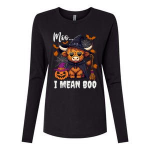 Moo I Mean Boo Witch Highland Cow Halloween Costume Cute Gift Womens Cotton Relaxed Long Sleeve T-Shirt