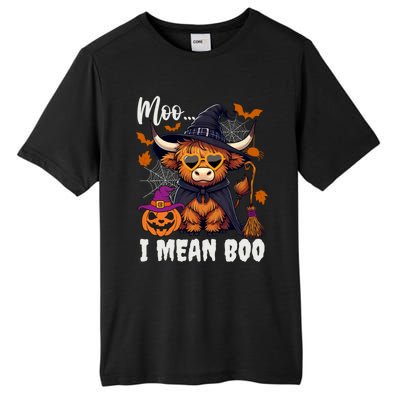 Moo I Mean Boo Witch Highland Cow Halloween Costume Cute Gift Tall Fusion ChromaSoft Performance T-Shirt