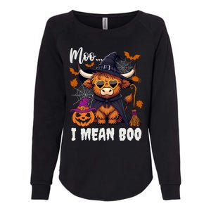 Moo I Mean Boo Witch Highland Cow Halloween Costume Cute Gift Womens California Wash Sweatshirt