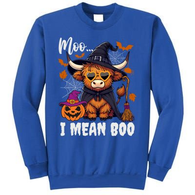 Moo I Mean Boo Witch Highland Cow Halloween Costume Cute Gift Sweatshirt