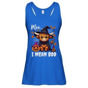 Moo I Mean Boo Witch Highland Cow Halloween Costume Cute Gift Ladies Essential Flowy Tank