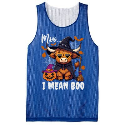 Moo I Mean Boo Witch Highland Cow Halloween Costume Cute Gift Mesh Reversible Basketball Jersey Tank