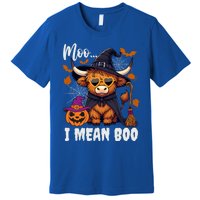 Moo I Mean Boo Witch Highland Cow Halloween Costume Cute Gift Premium T-Shirt