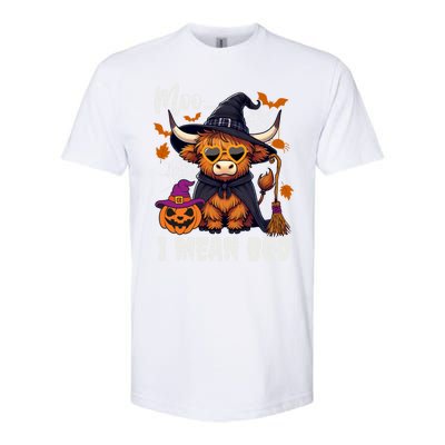 Moo I Mean Boo Witch Highland Cow Halloween Costume Cute Gift Softstyle CVC T-Shirt