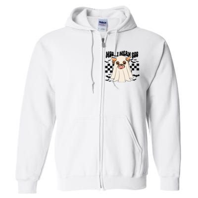 Moo... I Mean Boo Halloween Highland Cow Full Zip Hoodie