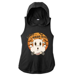 Moo I Mean Booo Cute Halloween Cow Ghost Gift Ladies PosiCharge Tri-Blend Wicking Draft Hoodie Tank