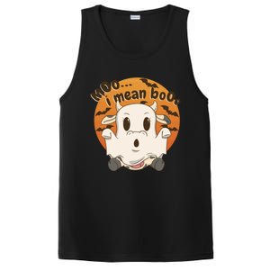 Moo I Mean Booo Cute Halloween Cow Ghost Gift PosiCharge Competitor Tank