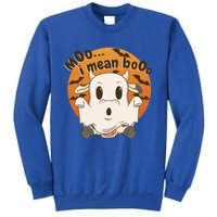 Moo I Mean Booo Cute Halloween Cow Ghost Gift Sweatshirt