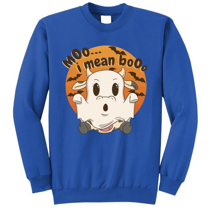 Moo I Mean Booo Cute Halloween Cow Ghost Gift Sweatshirt