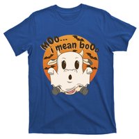 Moo I Mean Booo Cute Halloween Cow Ghost Gift T-Shirt