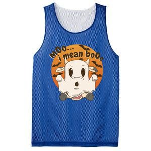 Moo I Mean Booo Cute Halloween Cow Ghost Gift Mesh Reversible Basketball Jersey Tank