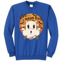 Moo I Mean Booo Cute Halloween Cow Ghost Gift Tall Sweatshirt