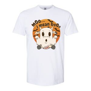 Moo I Mean Booo Cute Halloween Cow Ghost Gift Softstyle CVC T-Shirt