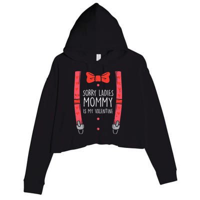 Mommy Is My Valentine Suspenders Bow Tie Boy Crop Fleece Hoodie