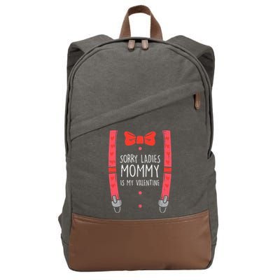 Mommy Is My Valentine Suspenders Bow Tie Boy Cotton Canvas Backpack