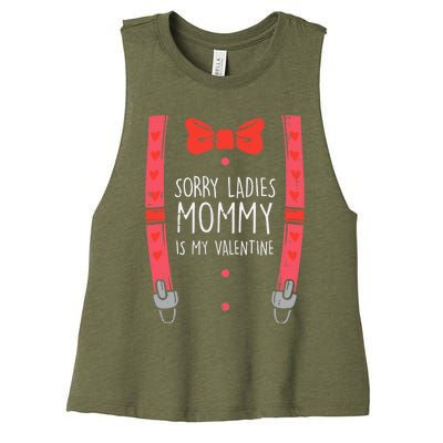 Mommy Is My Valentine Suspenders Bow Tie Boy Women's Racerback Cropped Tank