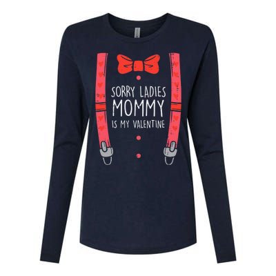 Mommy Is My Valentine Suspenders Bow Tie Boy Womens Cotton Relaxed Long Sleeve T-Shirt