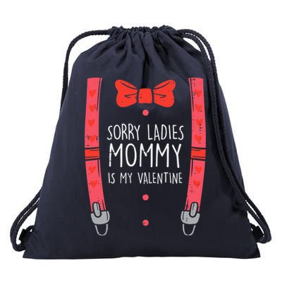 Mommy Is My Valentine Suspenders Bow Tie Boy Drawstring Bag