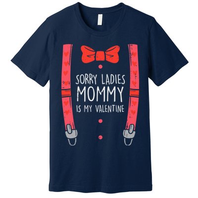 Mommy Is My Valentine Suspenders Bow Tie Boy Premium T-Shirt