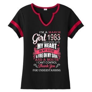 Made In March 1983 40 Years Being Awesome 40th Birthday Ladies Halftime Notch Neck Tee