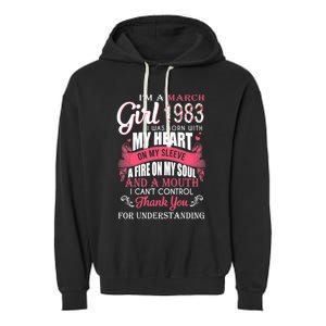 Made In March 1983 40 Years Being Awesome 40th Birthday Garment-Dyed Fleece Hoodie