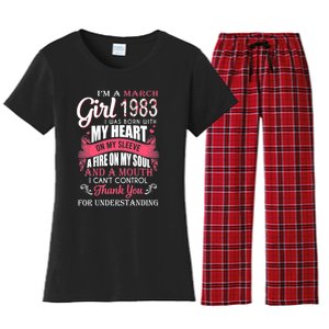 Made In March 1983 40 Years Being Awesome 40th Birthday Women's Flannel Pajama Set