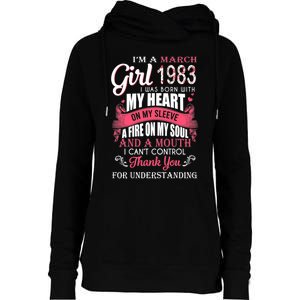 Made In March 1983 40 Years Being Awesome 40th Birthday Womens Funnel Neck Pullover Hood