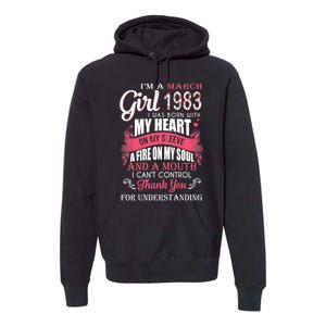 Made In March 1983 40 Years Being Awesome 40th Birthday Premium Hoodie