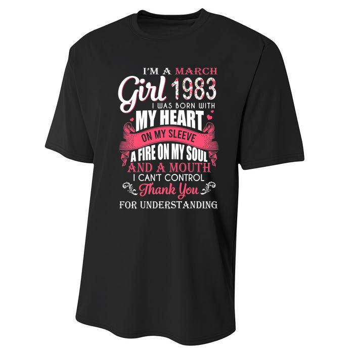 Made In March 1983 40 Years Being Awesome 40th Birthday Performance Sprint T-Shirt