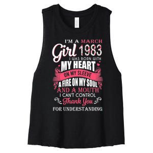 Made In March 1983 40 Years Being Awesome 40th Birthday Women's Racerback Cropped Tank