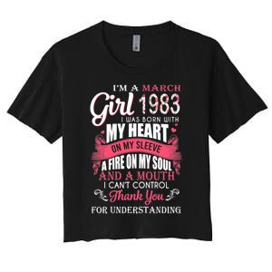 Made In March 1983 40 Years Being Awesome 40th Birthday Women's Crop Top Tee