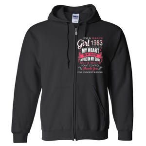 Made In March 1983 40 Years Being Awesome 40th Birthday Full Zip Hoodie