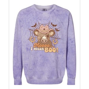 Moo I Mean Boo Ghost Cow Cow Hat Western Halloween Meaningful Gift Colorblast Crewneck Sweatshirt