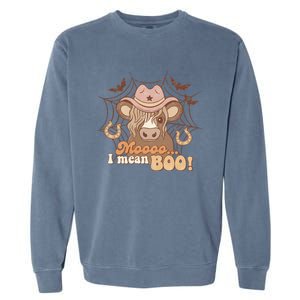 Moo I Mean Boo Ghost Cow Cow Hat Western Halloween Meaningful Gift Garment-Dyed Sweatshirt