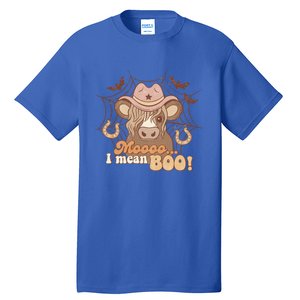 Moo I Mean Boo Ghost Cow Cow Hat Western Halloween Meaningful Gift Tall T-Shirt