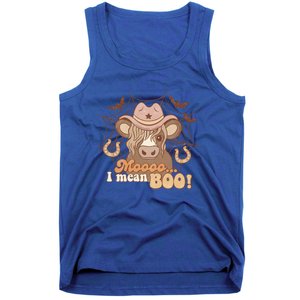 Moo I Mean Boo Ghost Cow Cow Hat Western Halloween Meaningful Gift Tank Top